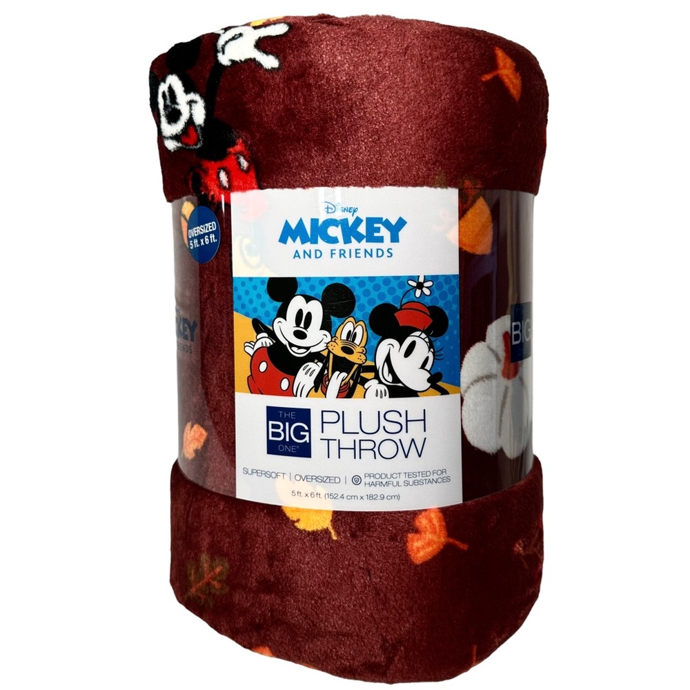🍁 Disney Blanket 60”x72” Mickey Minnie Autumn Oversized SuperSoft Plush Throw